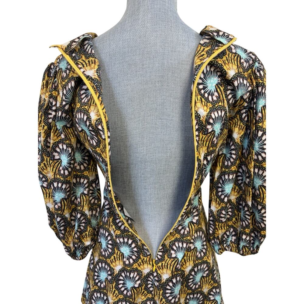 Alexis Yellow Orissa Side Cut Out Puff Sleeve Mini Dress Size Small Wedding - Picture 8 of 9